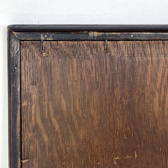 Antique Hand Carved Wood Framed Mirror Free Standing 7" x 10" Rustic Folk Art - Picture 11 of 12